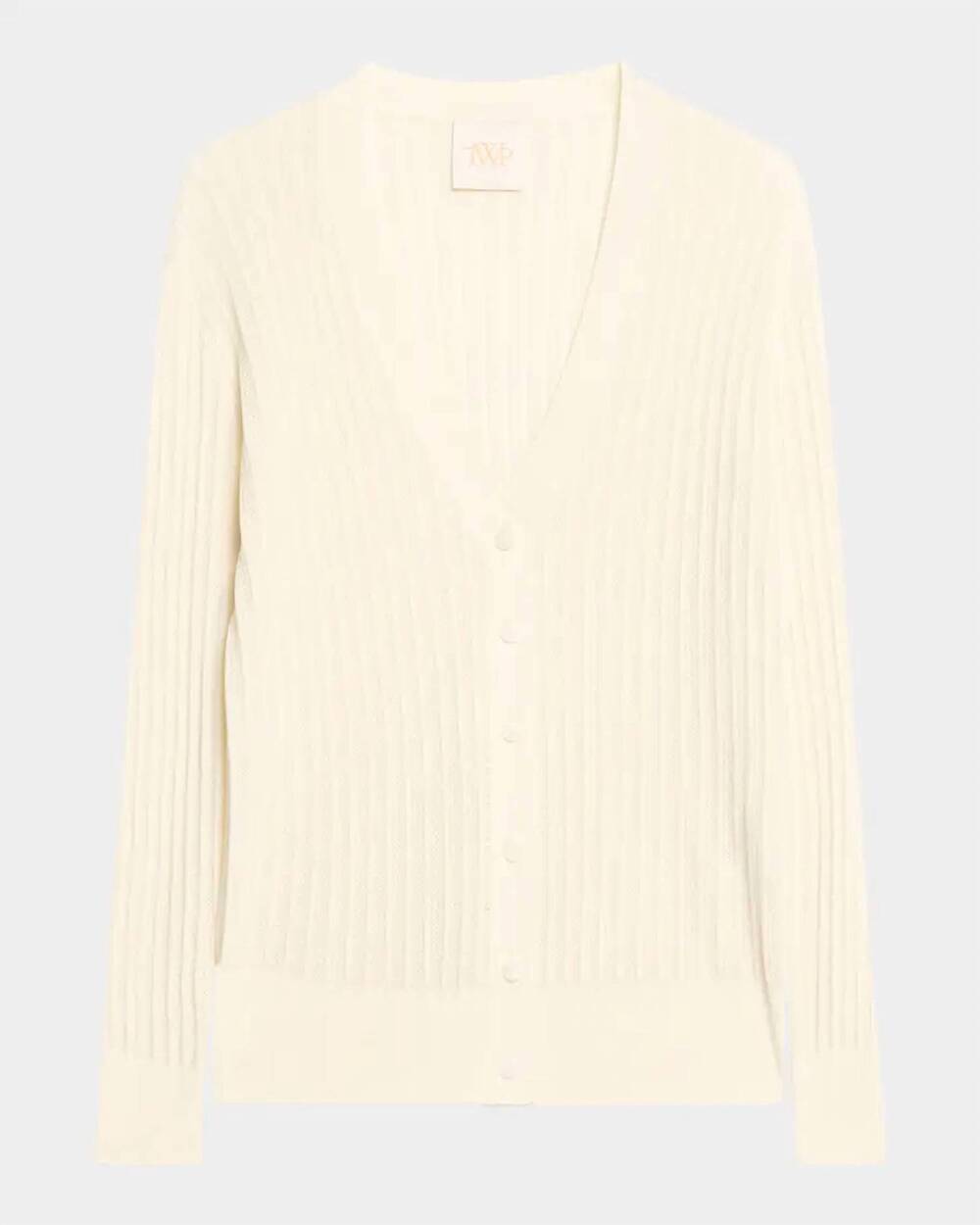 NEW TWP women's cardigan with pointelle detail in ivory